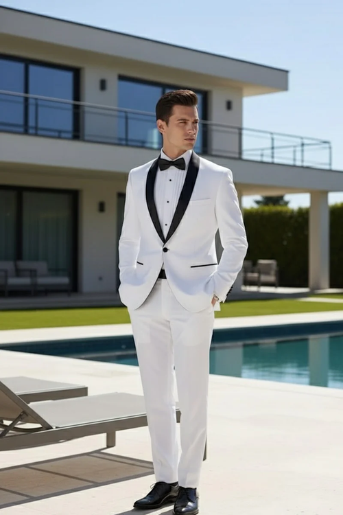 White Vinci 1-Button Shawl Tuxedo