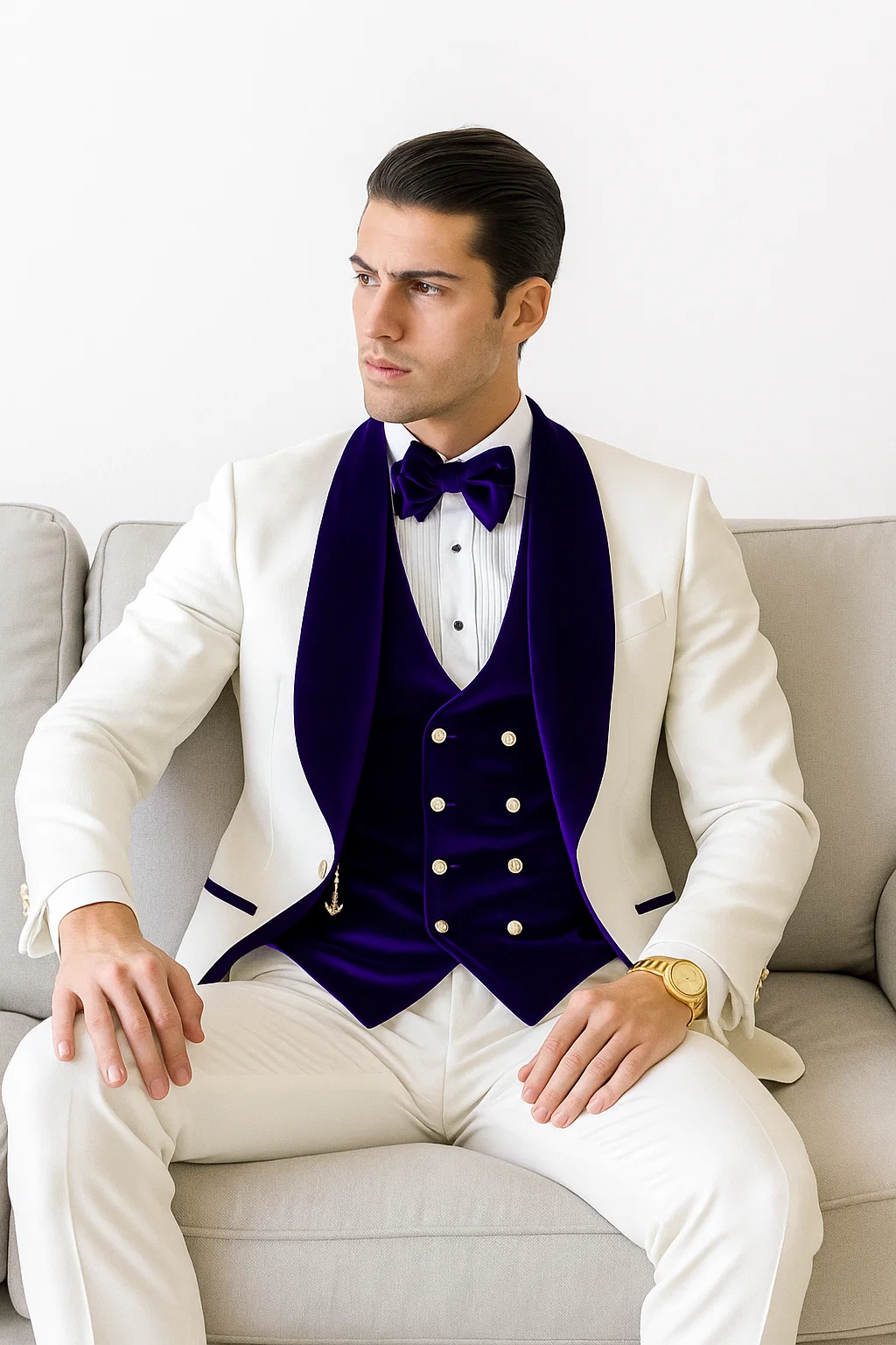 White and Royal Blue Prom Suit