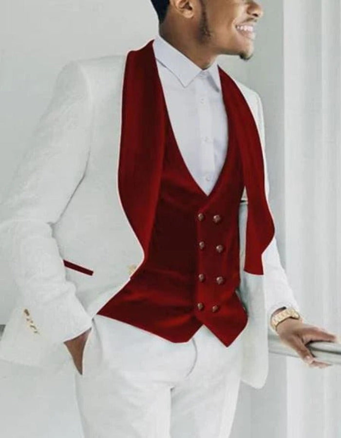 Maroon Tuxedo - Mens Burgundy Tuxedo Jacket + Vest + Pants - Wedding Prom Tuxedo