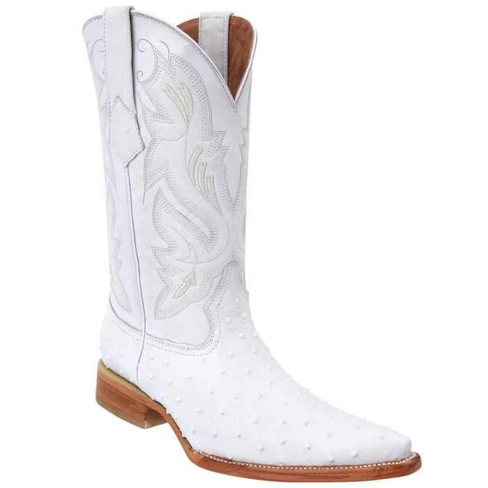 White Ostrich Print Western Boots Pointy Toe Pointed Toe