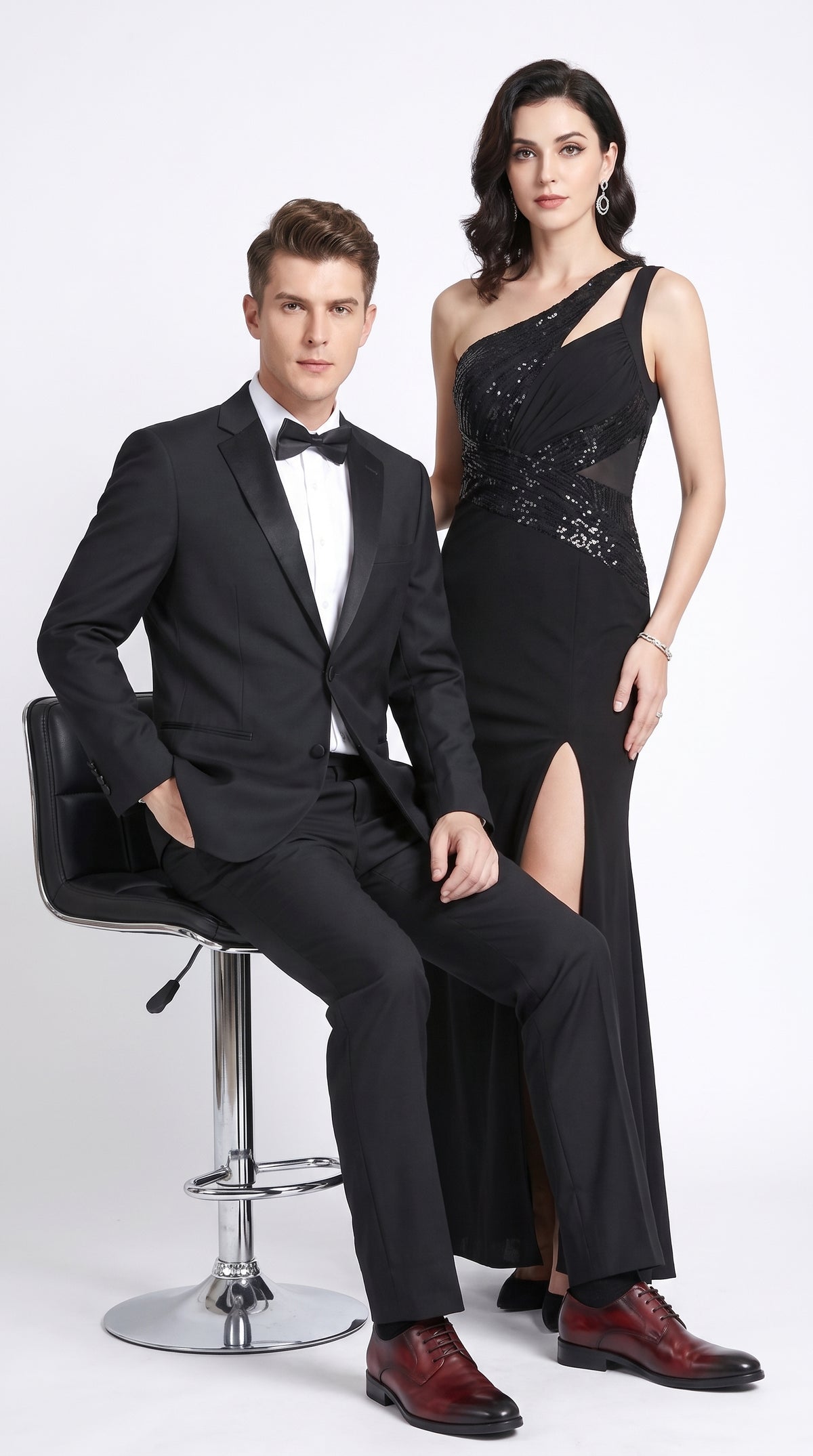 Men’s Black Prom Tuxedo Suit, Traditional 2 Button Notch Lapel Formal Wedding Suit