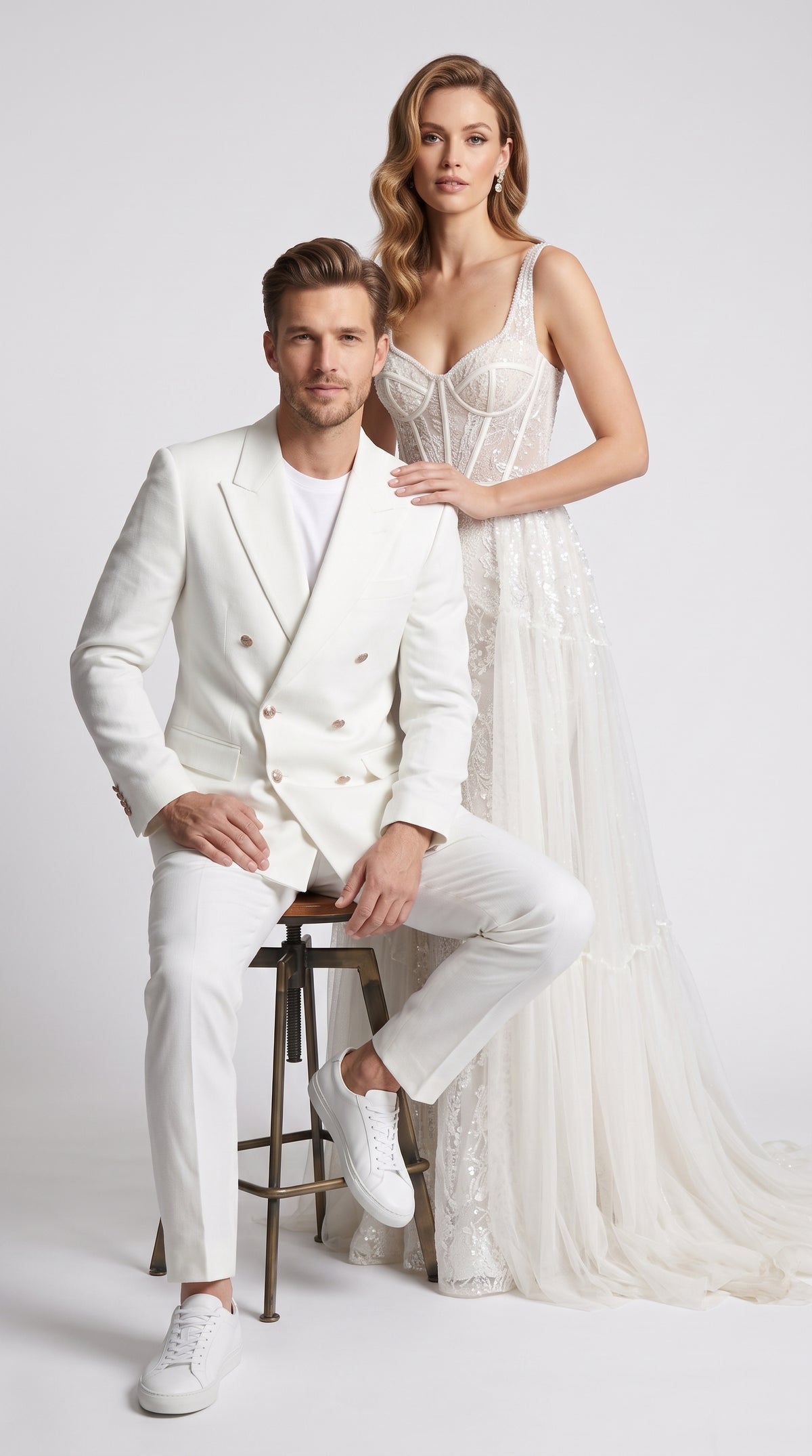Men’s White Double Breasted Blazer, 6 Button Peak Lapel Formal Sport Coat for Weddings, Prom and Special Events
