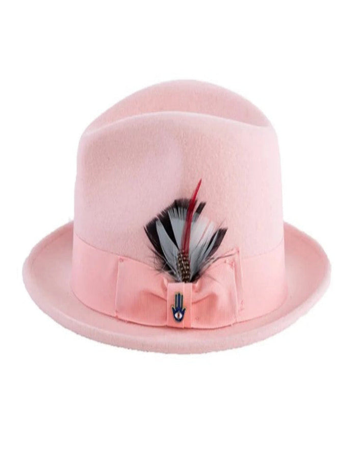 Pink Dress Hat 1920s Fedora Style - Mens Narrow Brim Crushable Wool Dress Hat Trilby Fedora in Pink USA Men's Outlet