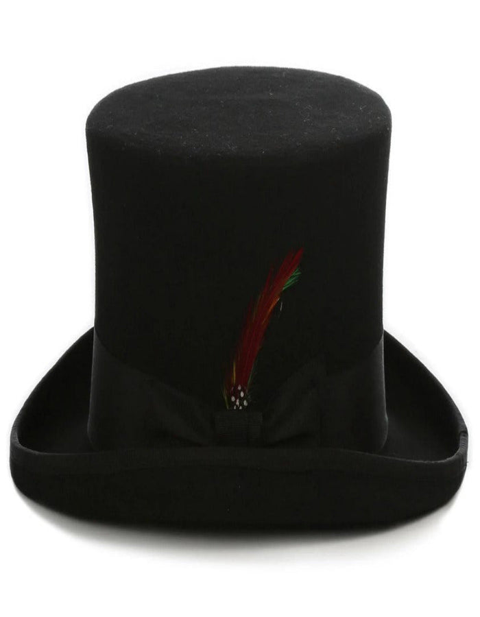 Black Dress Hat 1920s Fedora Style - Men's Tall 100% Wool Dress Top Hat in Black at USA Men's Outlet