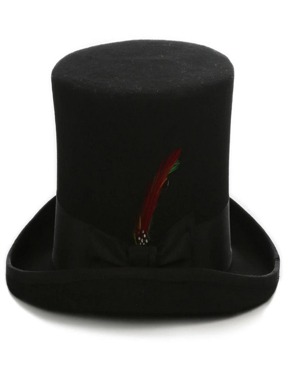 Black Dress Hat 1920s Fedora Style - Men's Tall 100% Wool Dress Top Hat in Black at USA Men's Outlet