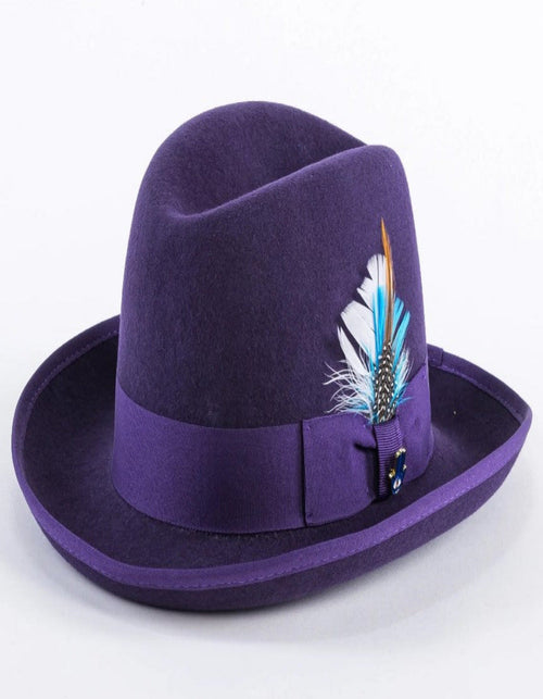 Purple Dress Hat 1920s Fedora Style - Mens Classic Gangster Godfather Wool Dress Hat in Purple by USA Men's Outlet