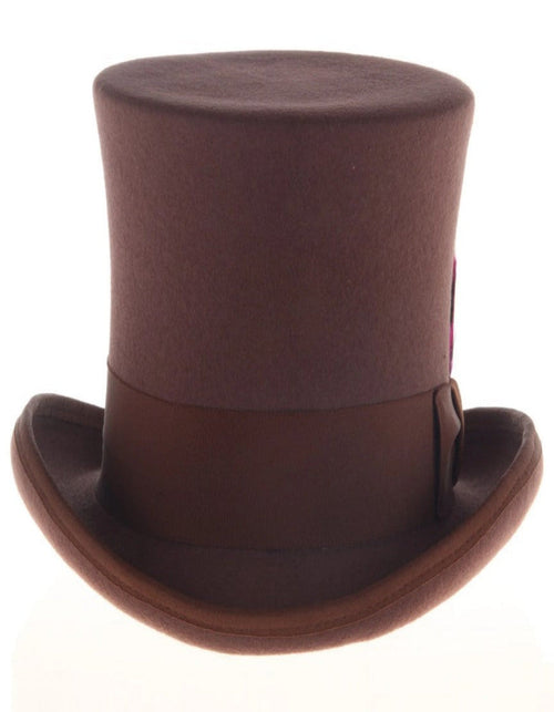 Brown Dress Hat 1920s Fedora Style - Men's Tall 100% Wool Dress Top Hat in Brown by USA Men's Outlet