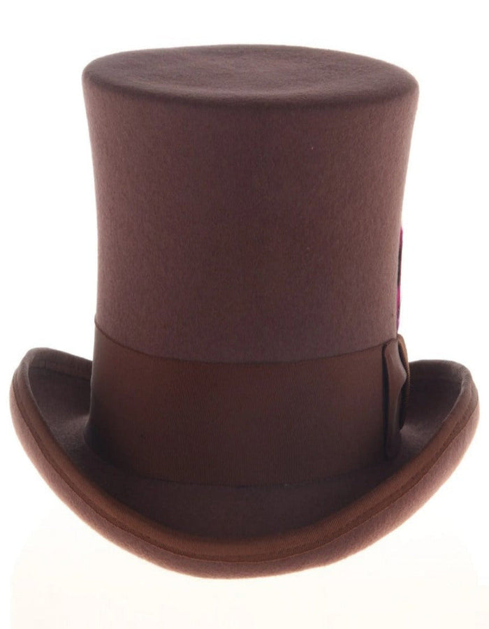 Brown Dress Hat 1920s Fedora Style - Men's Tall 100% Wool Dress Top Hat in Brown by USA Men's Outlet