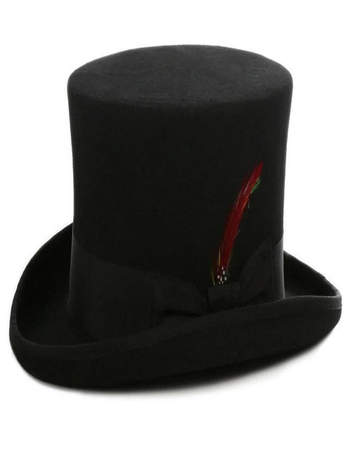Black Dress Hat 1920s Fedora Style - Men's Tall 100% Wool Dress Top Hat in Black at USA Men's Outlet