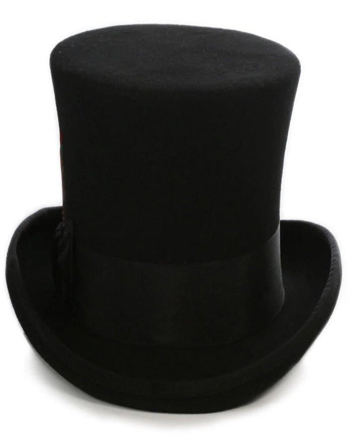 Black Dress Hat 1920s Fedora Style - Men's Tall 100% Wool Dress Top Hat in Black at USA Men's Outlet