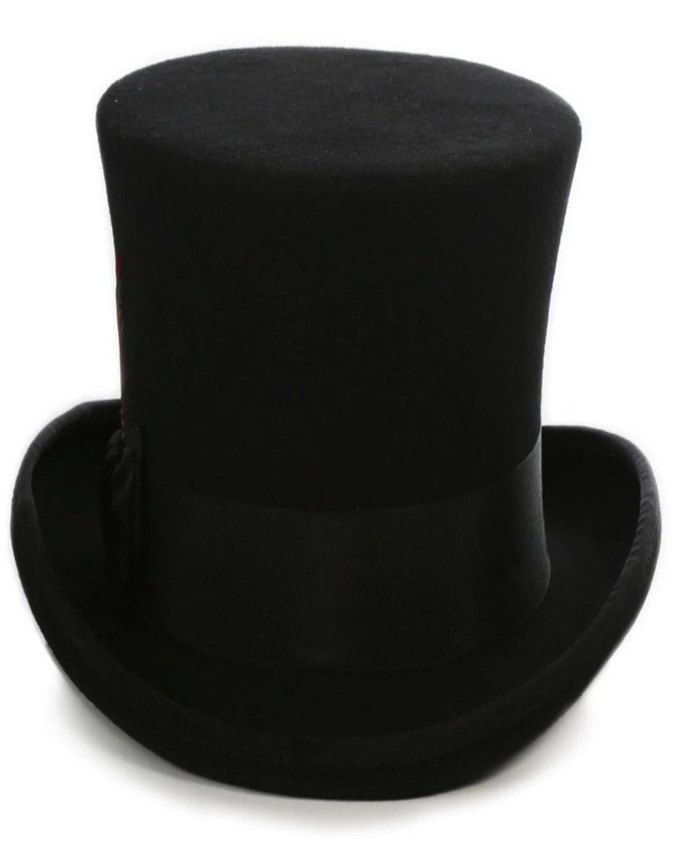 Black Dress Hat 1920s Fedora Style - Men's Tall 100% Wool Dress Top Hat in Black at USA Men's Outlet