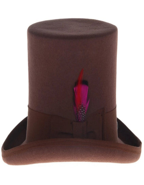 Brown Dress Hat 1920s Fedora Style - Men's Tall 100% Wool Dress Top Hat in Brown by USA Men's Outlet