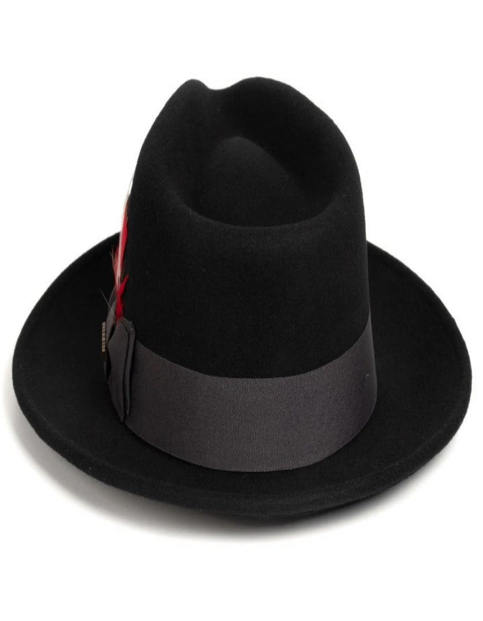 Black Dress Hat 1920s Fedora Style - Mens Classic Wool Fedora Dress Hat in Black by USA Men's Outlet
