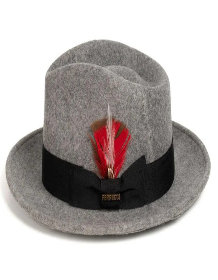 Grey Dress Hat 1920s Fedora Style - Mens Classic Wool Fedora Dress Hat in Grey Melange by USA Men's Outlet