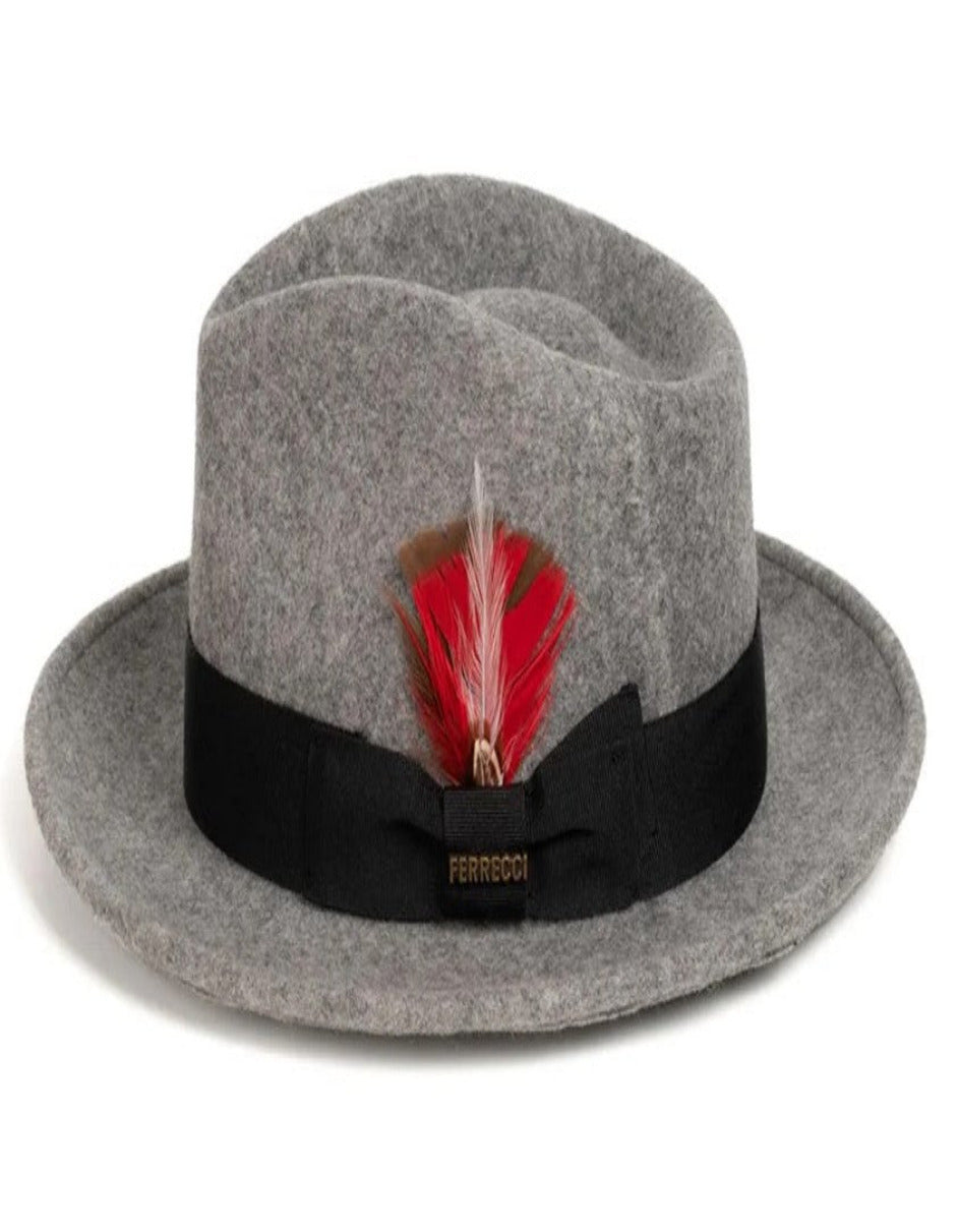 Grey Dress Hat 1920s Fedora Style - Mens Classic Wool Fedora Dress Hat in Grey Melange – SuitUSA