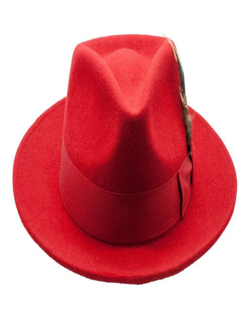 Red Dress Hat 1920s Fedora Style - Mens Classic Wool Fedora Dress Hat in Red by USA Men's Outlet