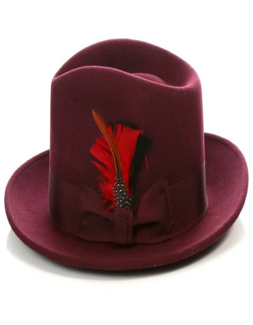 Burgundy Dress Hat 1920s Fedora Style - Mens Classic Wool Fedora Dress Hat in Burgundy USA Men's Outlet
