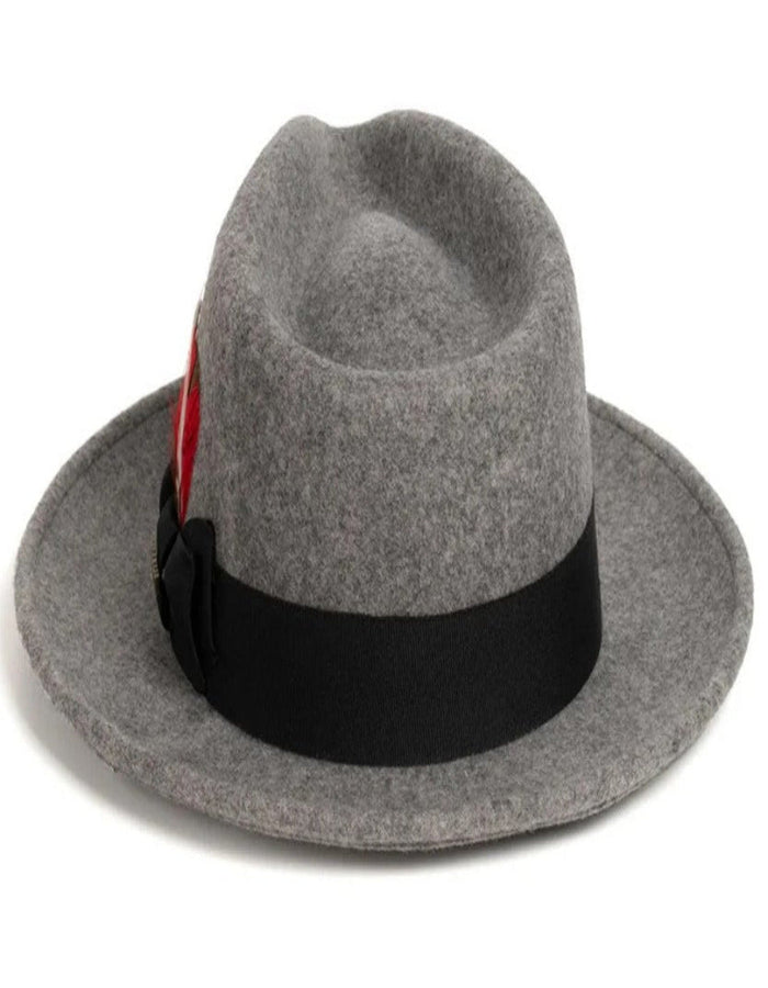 Grey Dress Hat 1920s Fedora Style - Mens Classic Wool Fedora Dress Hat in Grey Melange by USA Men's Outlet