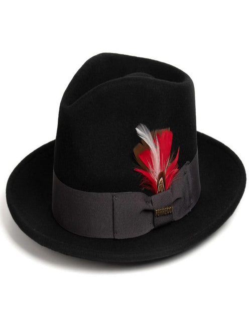 Black Dress Hat 1920s Fedora Style - Mens Classic Wool Fedora Dress Hat in Black by USA Men's Outlet