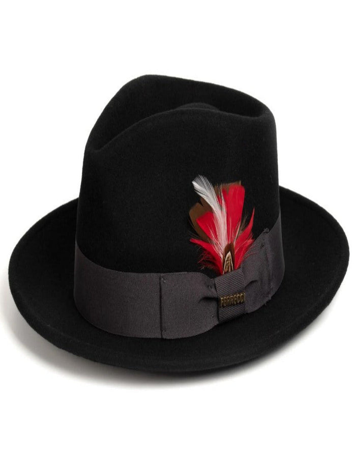 Black Dress Hat 1920s Fedora Style - Mens Classic Wool Fedora Dress Hat in Black by USA Men's Outlet