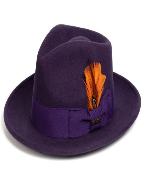 Purple Dress Hat 1920s Fedora Style - Mens Classic Wool Fedora Dress Hat in Purple by USA Men's Outlet