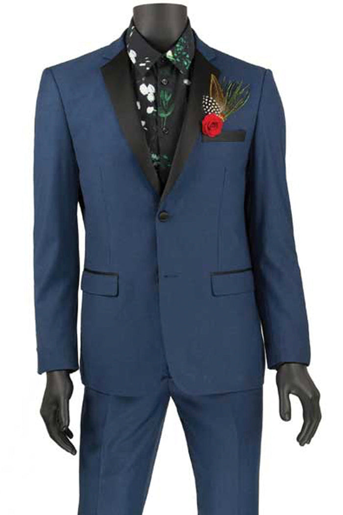 Mens Slim Fit One Button Shawl Tuxedo in Ivory by Vinci
