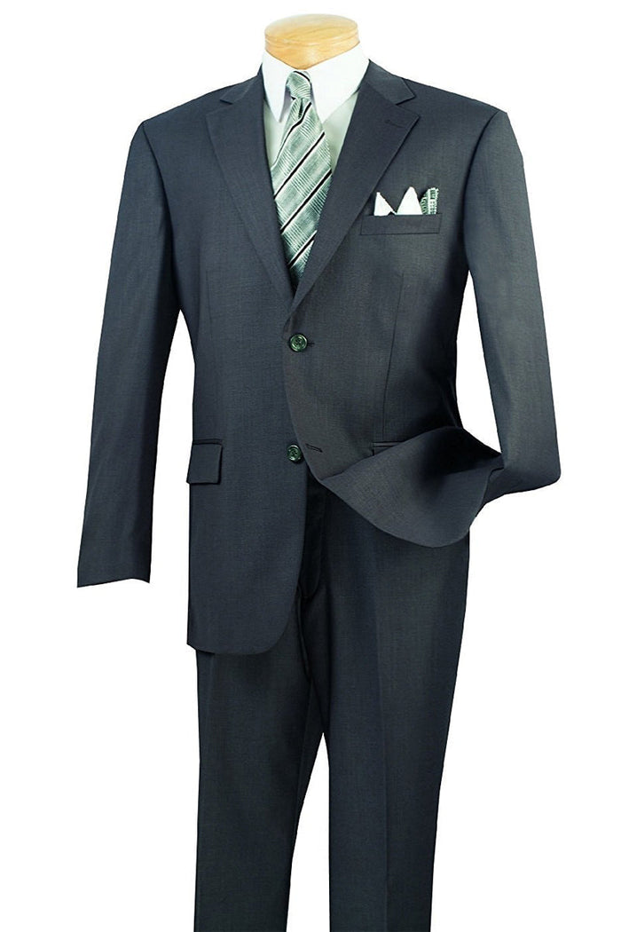 Mens Skinny Fit Wool Feel Flat Front Dress Slacks in Navy by Vinci