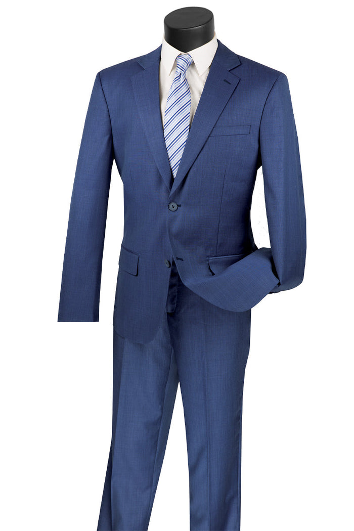 Mens 2 Button Modern Fit Textured Wool Suit in Grey by Vinci