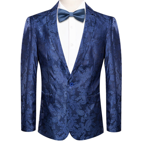 Mens Paisley Blazer - Floral Sport Coat - Royal Blue - Indigo Sport Jacket mensusain