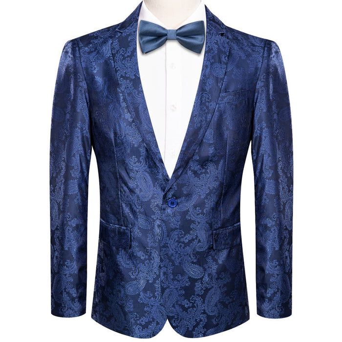 Mens Paisley Blazer - Floral Sport Coat - Royal Blue - Indigo Sport Jacket mensusain