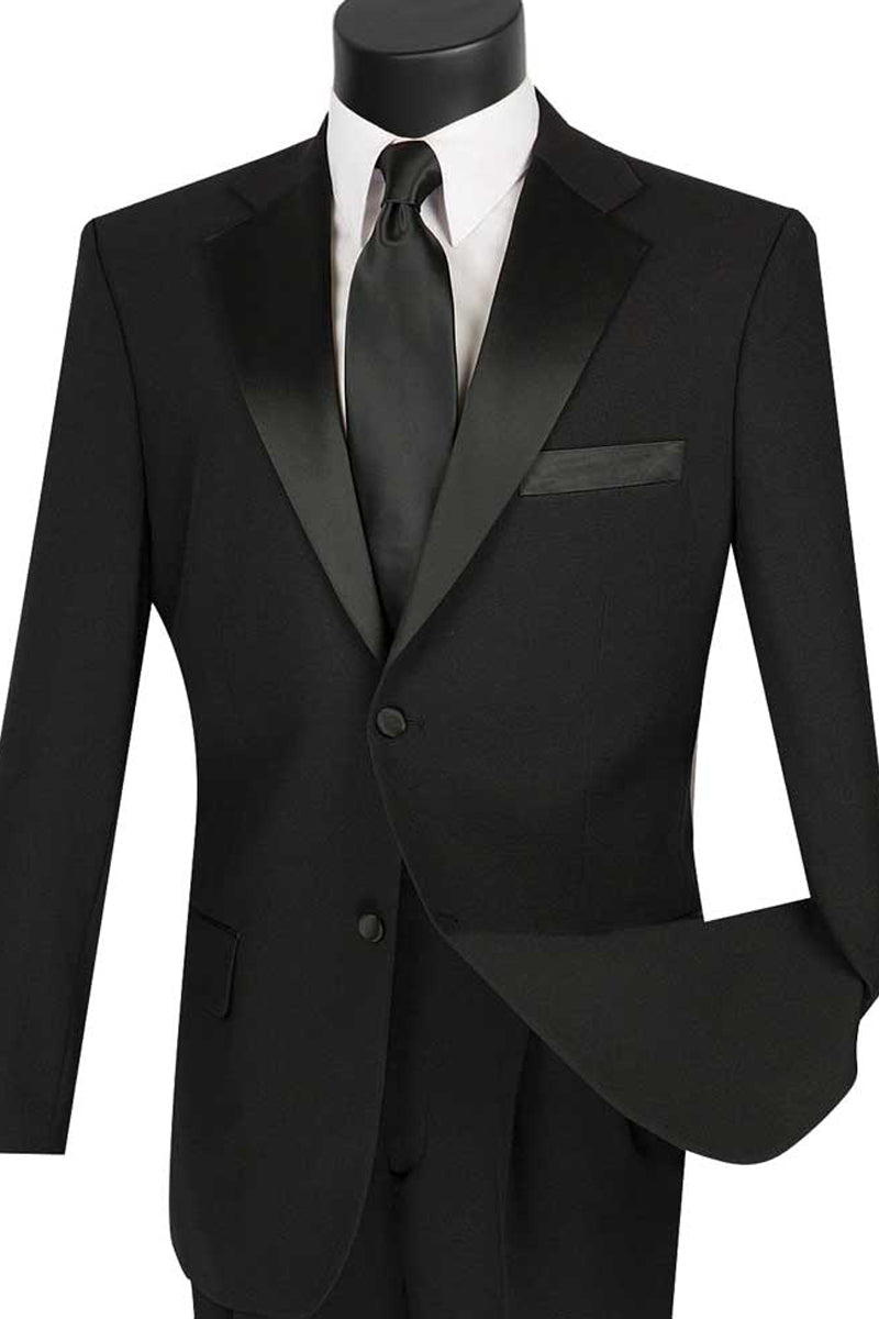 Mens Classic 2 Button Poplin Tuxedo in Black – SuitUSA