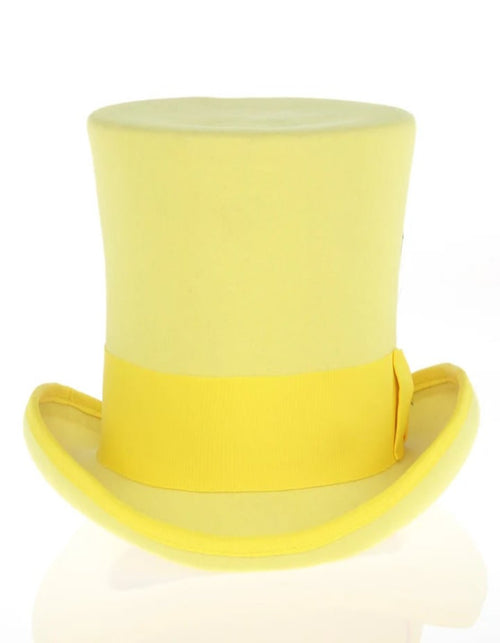 Victorian Steampunk Top Hat - 1800 19th Century - Dressy Loden Felt Top Yellow Hat by USA Men's Outlet