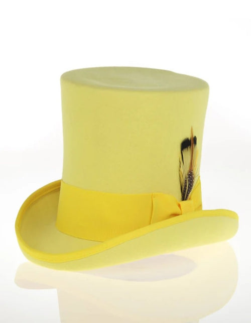 Victorian Steampunk Top Hat - 1800 19th Century - Dressy Loden Felt Top Yellow Hat by USA Men's Outlet