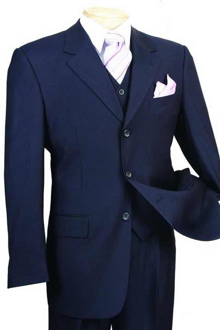 Mens 2 Button Vested Basic Wool Feel Suit in Ivory by Vinci