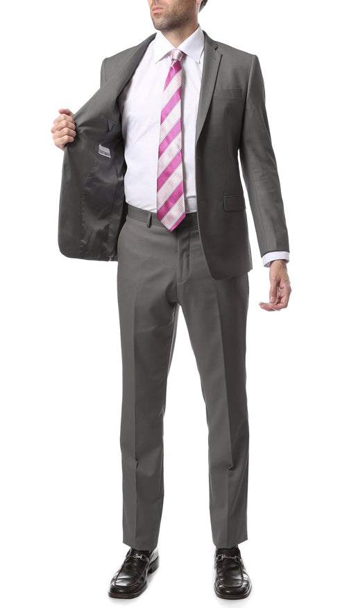 Mens ZNL22S 2pc 2 Button Slim Fit Grey Zonettie Suit