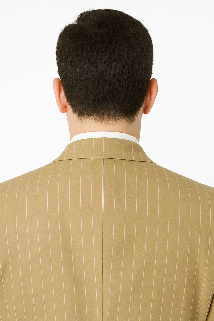 Beige Pinstripe Party Suit - Classic 3-Piece Men’s Outfit by USA Men's Outlet