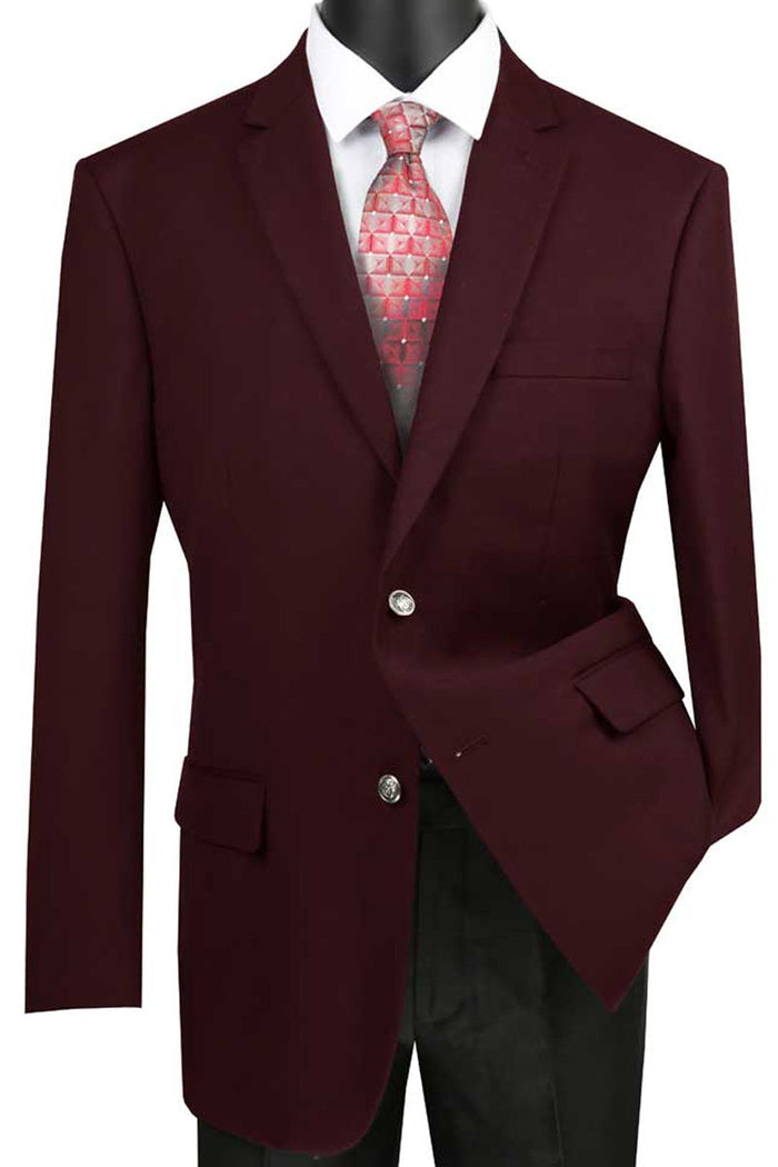 Mens Classic Wool Feel Blazer Sports Coat in Black by Vinci