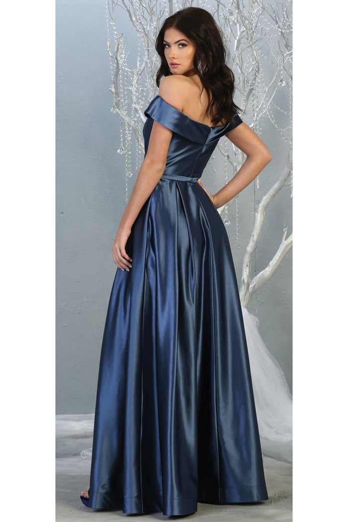A-line Metallic Formal Unique Dress with Slit