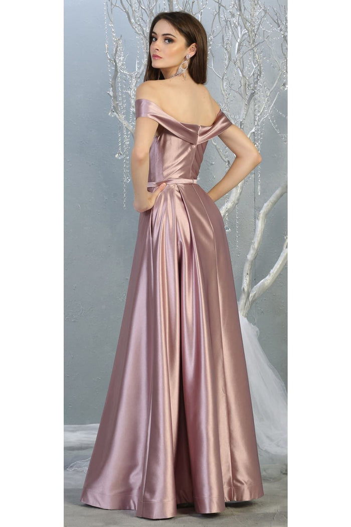A-line Metallic Formal Unique Dress with Slit