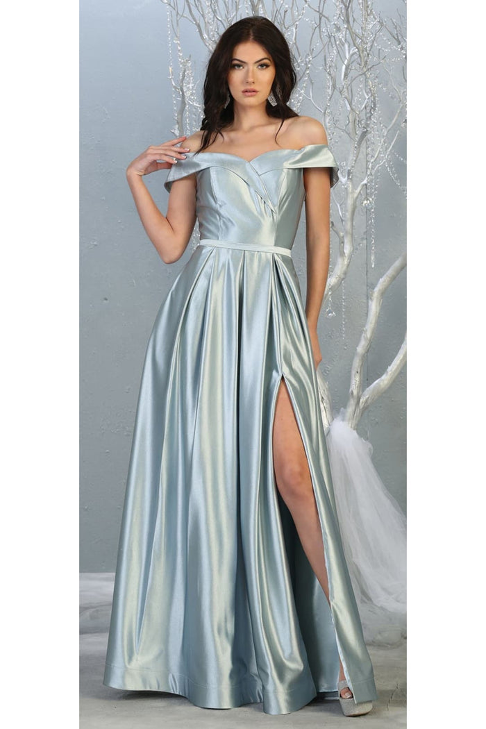 A-line Metallic Formal Unique Dress with Slit