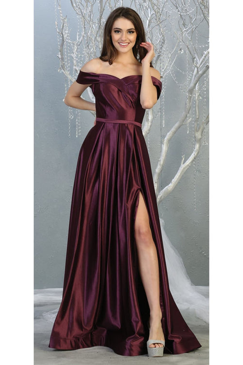 A-line Metallic Formal Unique Dress with Slit