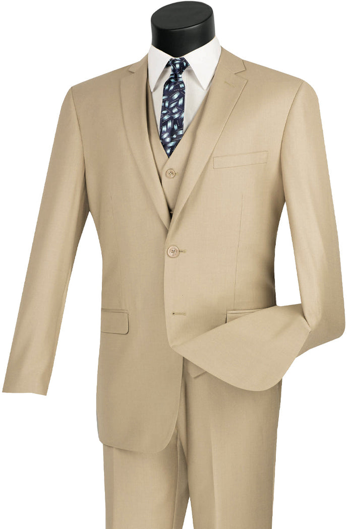 Mens 2 Button Wool Feel Slim Fit Suit in Sage by Vinci