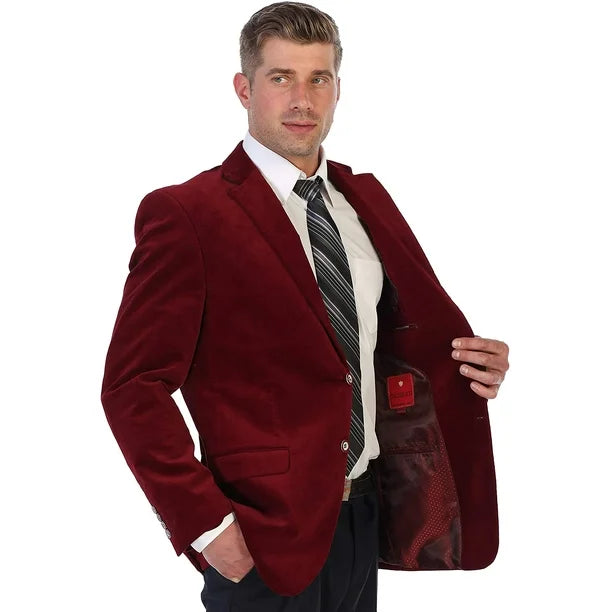Velour Men's blazer Jacket Velvet Burgundy ~ Maroon ~ Wine Color Sport Coat Cheap Priced Unique Fashion De by mensusain