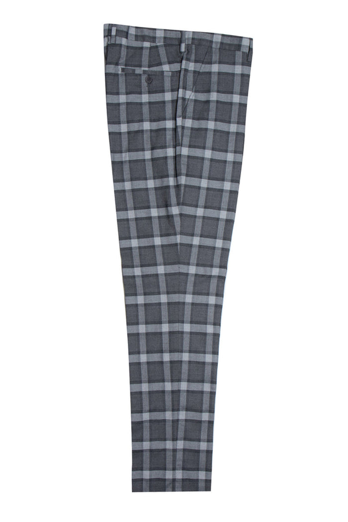Stacy Adams Double-Breasted Men's Suit in Black & Grey Windowpane