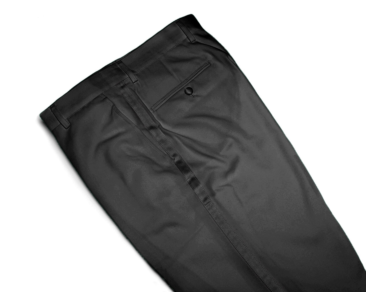 Mens Tuxedo Dress Pants Flat Front Satin Band Mens Tux Pant Trousers - Black with Black Stripe