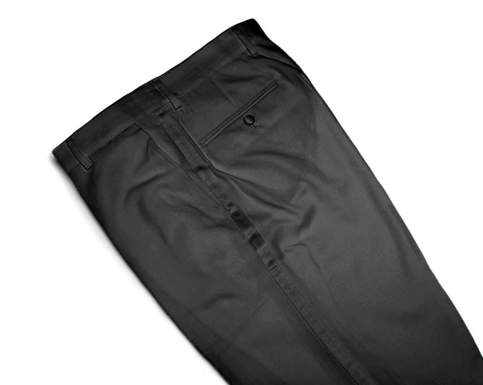 Mens Tuxedo Dress Pants Flat Front Satin Band Mens Tux Pant Trousers - Black with Black Stripe