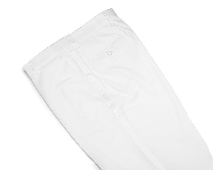 Mens Tuxedo Dress Pants Flat Front Satin Band Mens Tux Pant Trousers - White with White Stripe