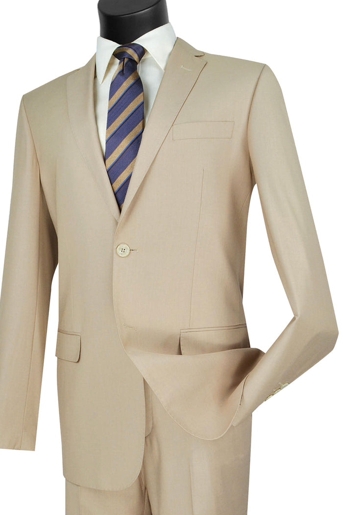 Mens 2 Button Wool Feel Slim Fit Suit in Grey by Vinci