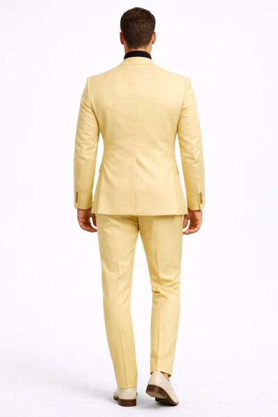 Jaxson Yellow Double Breasted Peaked Lapel Prom Men Suits Yellow Prom Dress