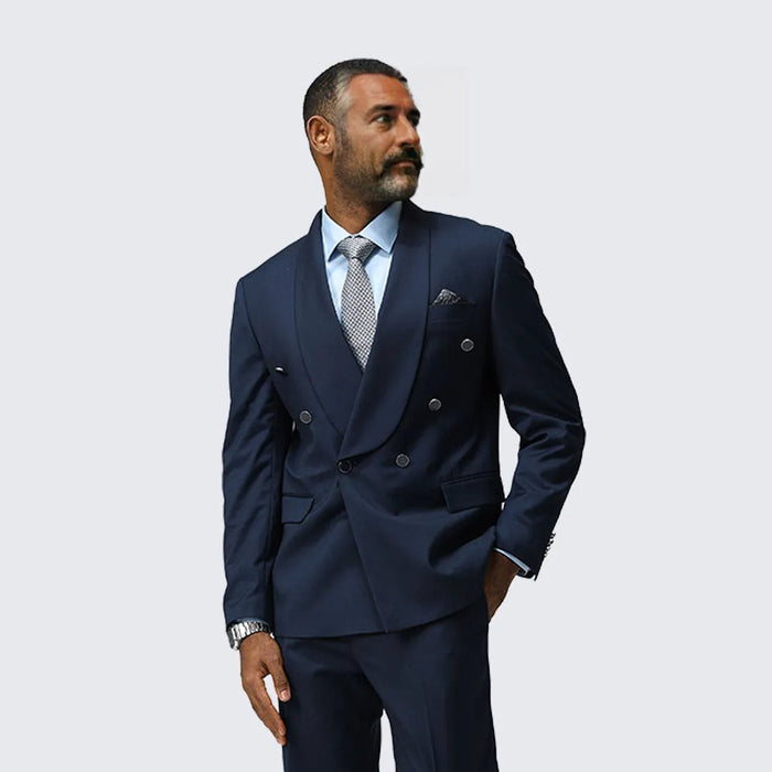 Navy Blue Suit Double Breasted Two Piece Set by Bryan Michaels